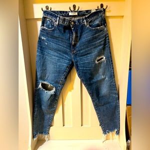 Moussy Vintage Straight Leg Distressed Jeans with Raw Hem Sz 30